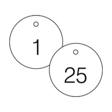 Accuform Engraved Numbered Tags, Plastic, 0.31 in H x 3 in W, 25 PK TDG361WT